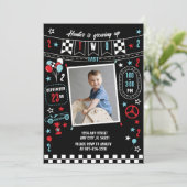 Growing Up Two Fast Racing Birthday Invitation Einladung (Stehend Vorderseite)