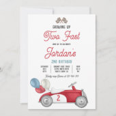 Growing Up Two Fast Red Race Car 2nd Birthday Einladung (Vorderseite)