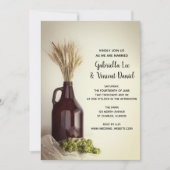 Growler, Hopfen und Brauerei Einladung zur Hochzei (Vorderseite)