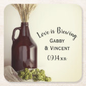 Growler, Hopfen und Brauerei Rechteckiger Pappuntersetzer (Vorderseite)