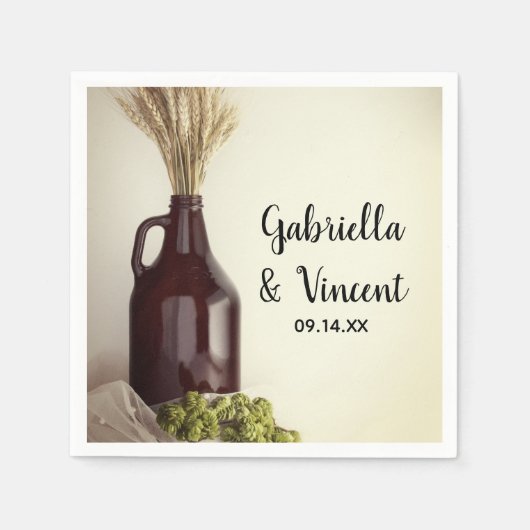 Growler, Hopfen und Brauerei Serviette (Vorderseite)