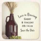 Growler Hops Brauerei Hochzeit speichern das Datum Rechteckiger Pappuntersetzer (Vorderseite)