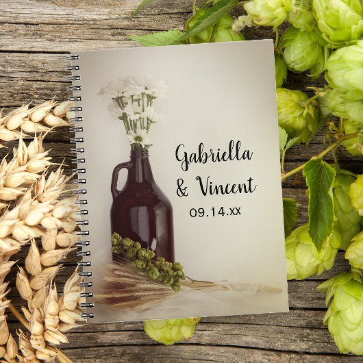 Growler Hops Daisies Brewery Wedding Gästebuch Notizblock