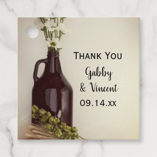 Growler, Hops und Daisies Brewery Wedding Geschenkanhänger (Vorderseite)
