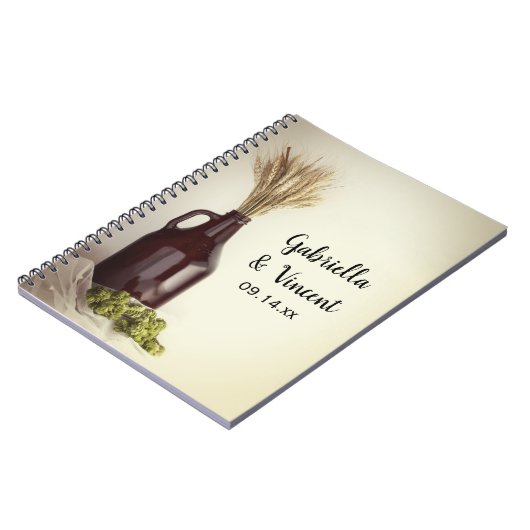 Growler, Hops und Wheat Brewery Wedding Guest Book Notizblock (Linke Seite)