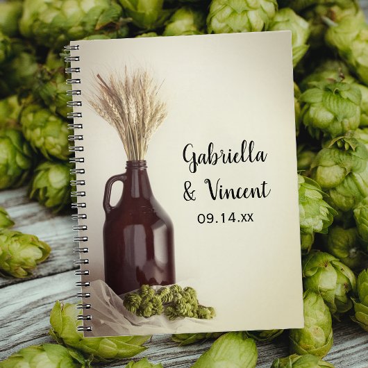 Growler, Hops und Wheat Brewery Wedding Guest Book Notizblock