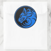 Growling Blue und Black Wolf Circle Runder Aufkleber (Tasche)