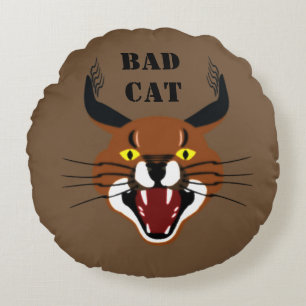 Growling Caracal Bad Cat Rundes Kissen