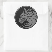 Growling Grey and Black Wolf Circle Runder Aufkleber (Tasche)