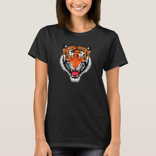 Growling Mouth Bengalisch Tiger Stripes Face Mask T-Shirt (Vorderseite)
