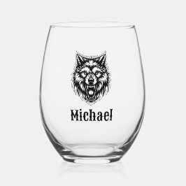 Growling Wolf Personalized Weinglas Ohne Stiel