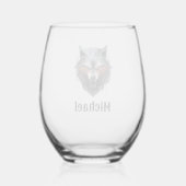 Growling Wolf Personalized Weinglas Ohne Stiel (Rückseite)