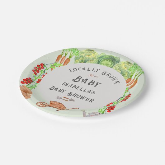 Grown Baby , Farmer's Market Baby Shower Pappteller (Schrägansicht)