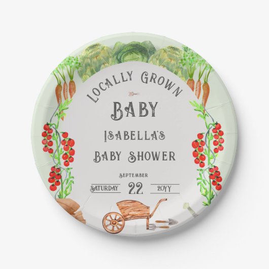 Grown Baby , Farmer's Market Baby Shower Pappteller (Vorderseite)