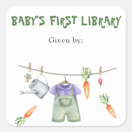 Grown Baby Shower Buchzeichen - Babybibliothek Quadratischer Aufkleber