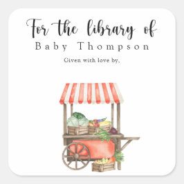 Grown Baby Shower Buchzeichen - für die Bibliothek Quadratischer Aufkleber