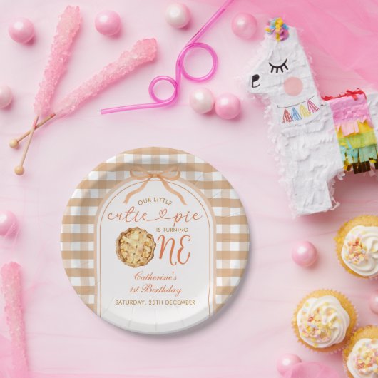 Grown Fresh Market Baby Shower Gingham Pappteller (Party)