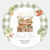 Grown Fresh Market Baby Shower Gingham Runder Aufkleber (Vorderseite)