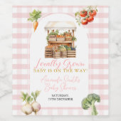 Grown Fresh Market Baby Shower Gingham Weinetikett (Einzelnes Label)
