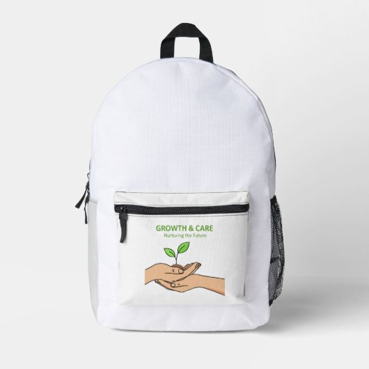Growth & Care | Nurturing the Future Inspirational Bedruckter Rucksack (Vorderseite)
