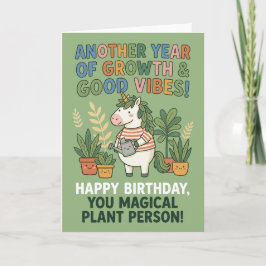 Growth Good Vibes Unicorn Plant Lover Birthday Karte