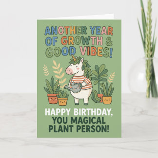 Growth Good Vibes Unicorn Plant Lover Birthday Karte
