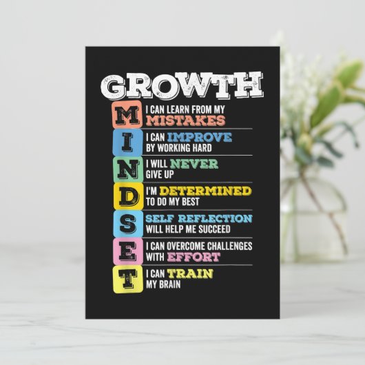 Growth Mindset Classroom Brain Motivation Entrepre Einladung (Stehend Vorderseite)