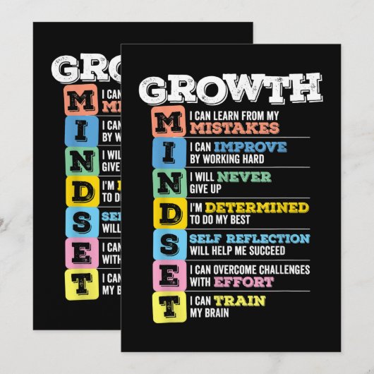Growth Mindset Classroom Brain Motivation Entrepre Einladung (Vorne/Hinten)