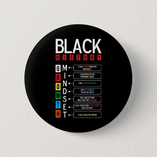 Growth Mindset Definition Cool Black History Monat Button (Vorderseite)