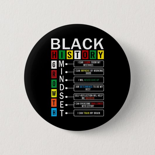 Growth Mindset Definition Cool Black History Monat Button (Vorderseite)
