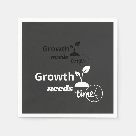 Growth Needs Time – Minimal Motivational Quote Pos Serviette (Vorderseite)