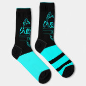Grubby Hands Logo Crew Socken (Cyan und Schwarz) (Rechts)