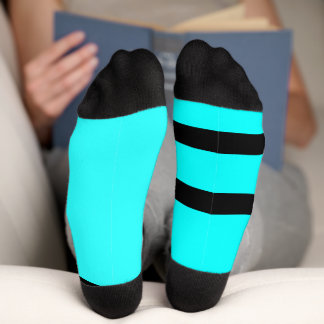Grubby Hands Logo Crew Socken (Cyan und Schwarz)