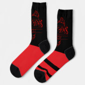 Grubby Hands Logo Crew Socken (rot und schwarz) (Linkes Detail)