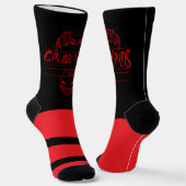 Grubby Hands Logo Crew Socken (rot und schwarz) (Gewinkelt)