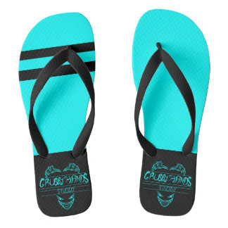 Grubby Hands Studio Cyan und Black Flip Flops Badesandalen