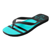Grubby Hands Studio Cyan und Black Flip Flops Badesandalen (Schrägansicht)