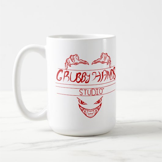 Grubby Handstudio Logo + Motto-Tasse Kaffeetasse (Links)