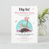 Grube in rosa Bauweise Geburtstagseinladung Einladung (Stehend Vorderseite)