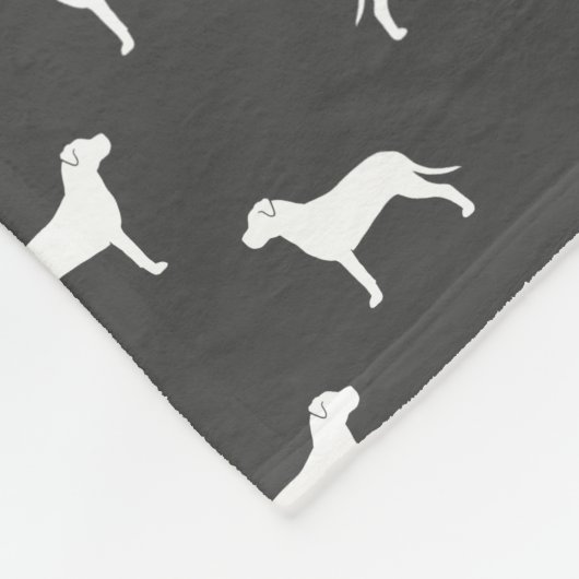 Gruben-Stier-HundeSilhouette-Muster-Grau Fleecedecke (Ecke)