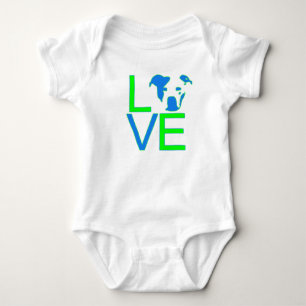 Gruben-Stier-Liebe - Neongrünes und Blau Baby Strampler