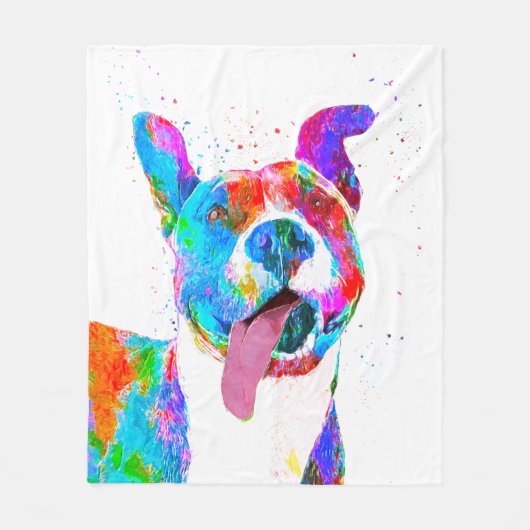 Gruben-Stier-Terrier-bunte Pop-Kunst Fleecedecke (Vorderseite)
