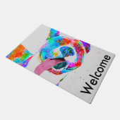 Gruben-Stier-Terrier-bunte Pop-Kunst Fußmatte (Schrägansicht)