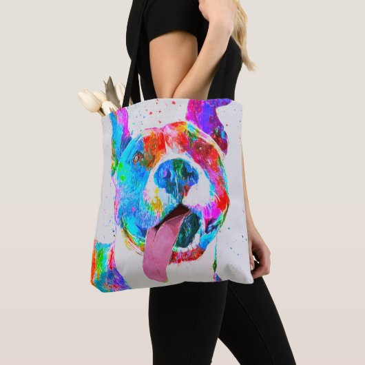 Gruben-Stier-Terrier-bunte Pop-Kunst Tasche (Von Nahem)