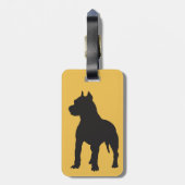 Gruben-Stier-Terrier-Schwarz-Silhouette Gepäckanhänger (Rückseite vertikal)