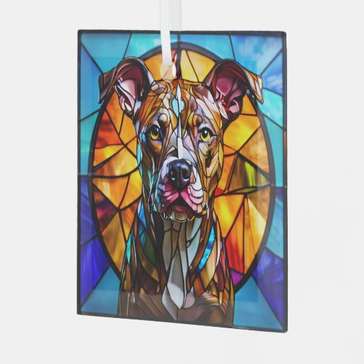 Grubenhund "gestanztes Glas" Ornament Aus Glas (Vorderseite links)