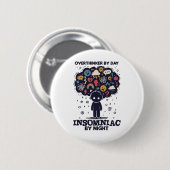 Grübler tagsüber, Schlafloser nachts Button (Vorne & Hinten)