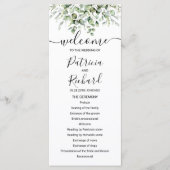 Gruene Eukalyptus-Aquarell-Hochzeitsprogramm Programm (Vorderseite)