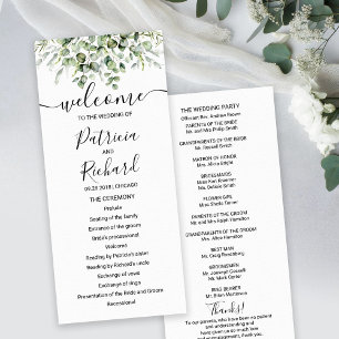 Gruene Eukalyptus-Aquarell-Hochzeitsprogramm Programm