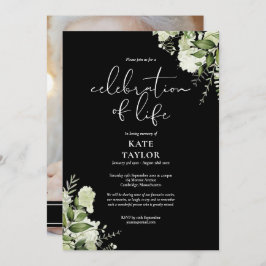 Gruene Florale Trauerfeier des Lebens Foto Einladung